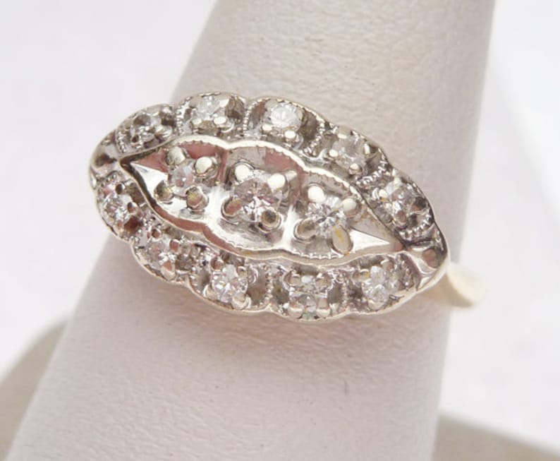 14kt 25 pt Diamond Princess Ring 1950s Etsy