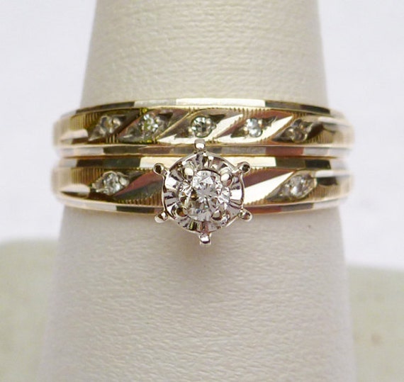 H&R 10 kt Diamond Cut 16 ptw Diamond Wedding Set … - image 2