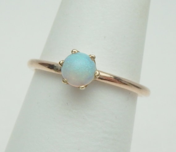 10 kt Opal Birthstone Solitaire Ring 1930s Yellow… - image 1