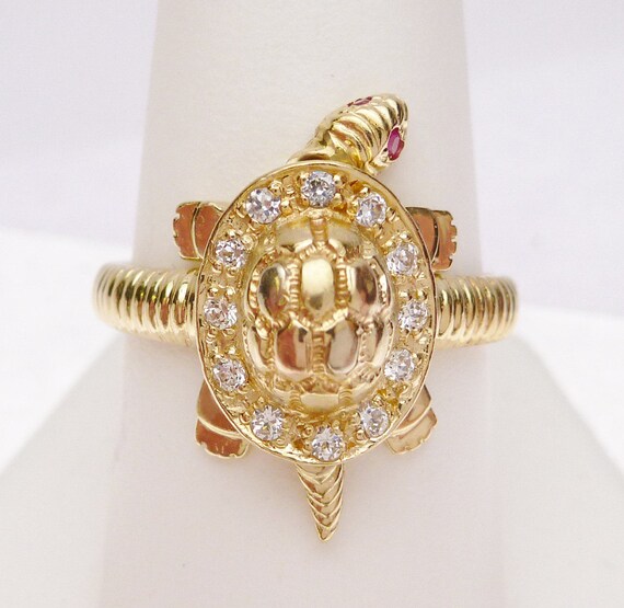 10 kt Red Synthetic Stone and Cubic Zirconia Movi… - image 2