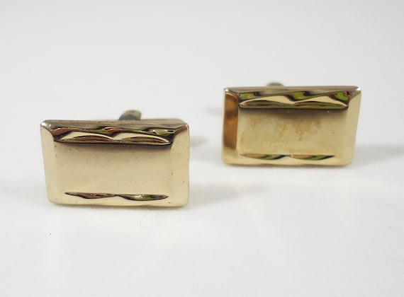 Gold Tone Rectangular Cufflinks - image 2