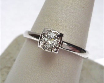 14k 24pt Diamond Solitaire Vintage Engagement Ring