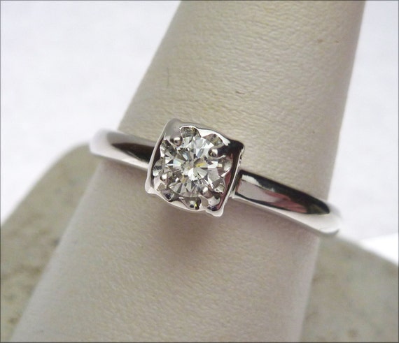 14k 24pt Diamond Solitaire Vintage Engagement Ring - Etsy