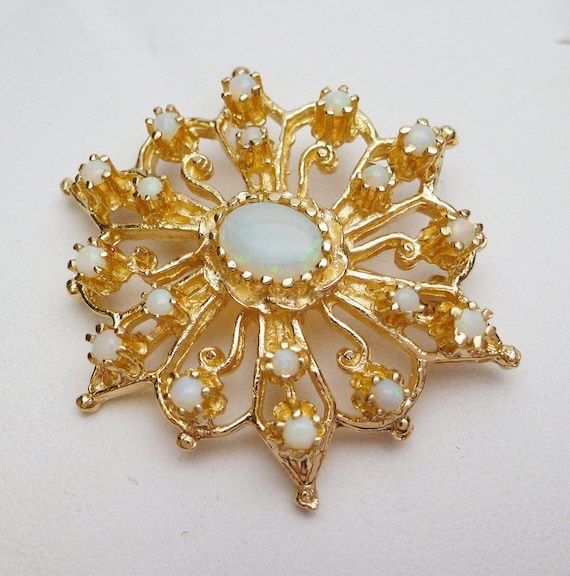 14kt Opal Medallion Pin/Pendant Yellow Gold