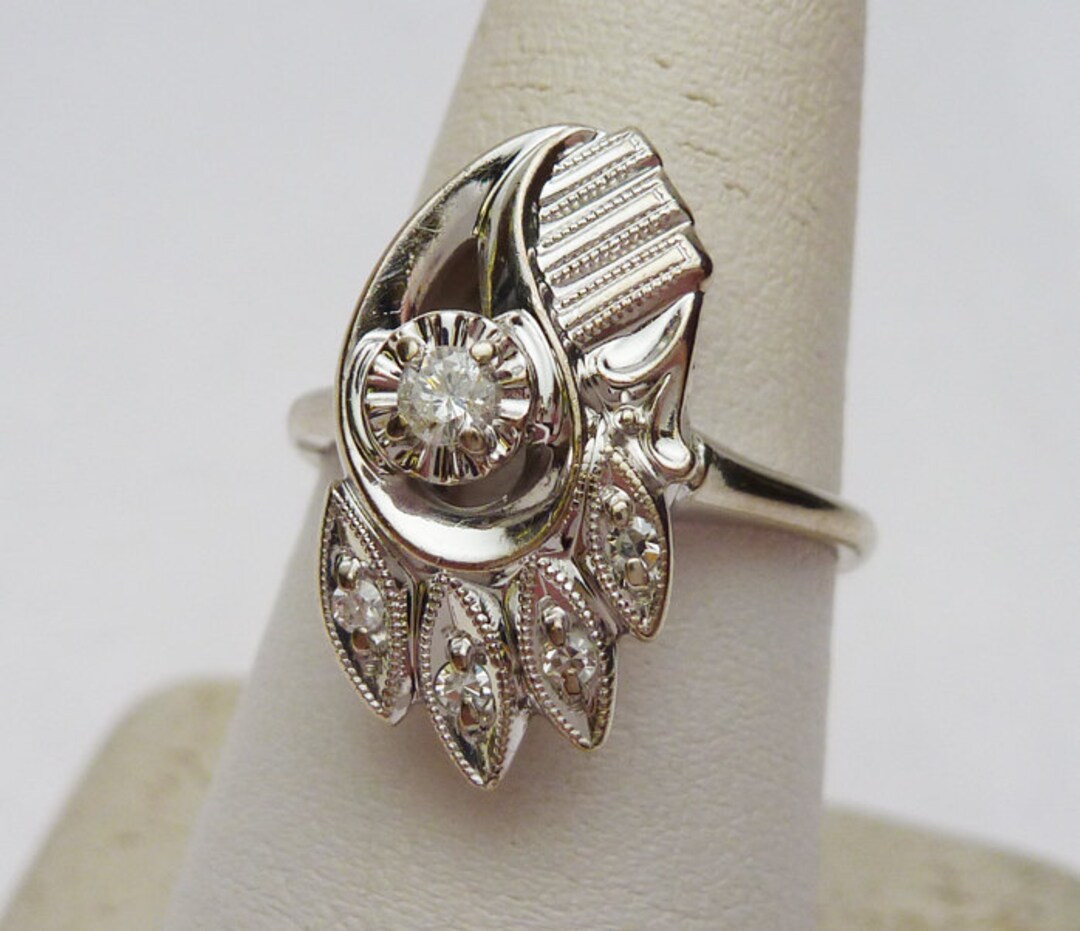 14k 11pts Diamond Dinner Ring - Etsy