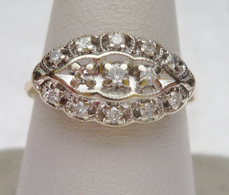 14kt 25 pt Diamond Princess Ring 1950s Etsy