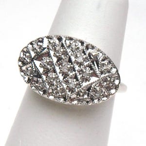 14 kt Diamond Princess Cluster Ring White Gold 1950s