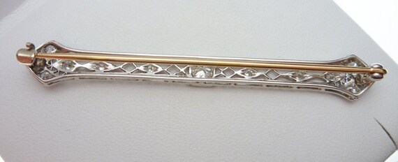 14kt Art Deco Diamond Filigree Pin - image 5