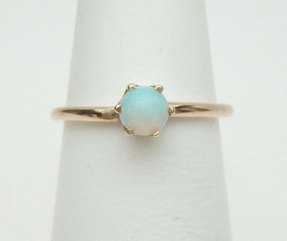 10 kt Opal Birthstone Solitaire Ring 1930s Yellow… - image 2