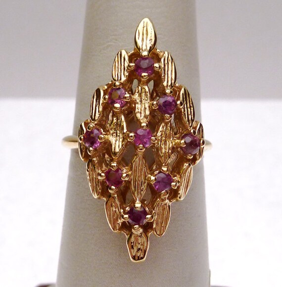14k Ruby Marquise Cluster Ring - image 2