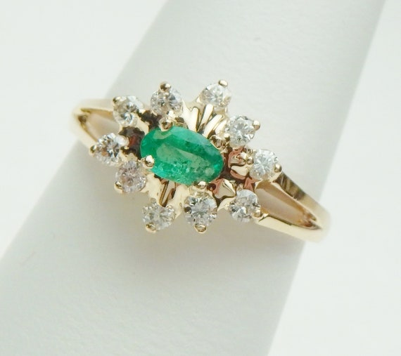 14 kt Emerald and - image 1