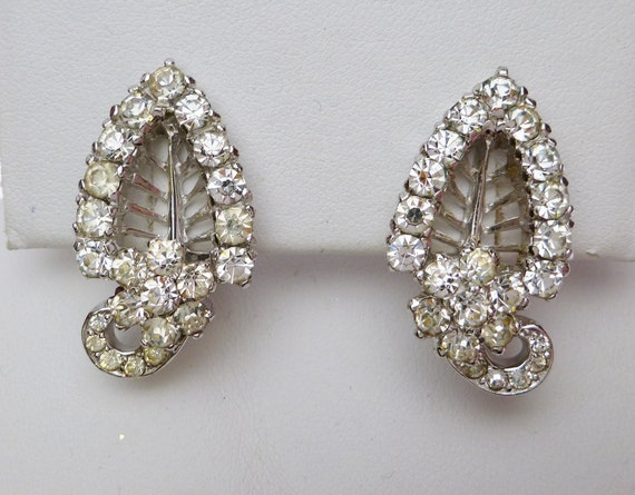 Mazer Bros Clear Rhinestone Leaf Demi Parure Broo… - image 3