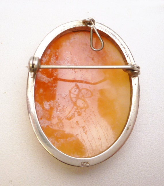 Sterling Silver Shell Cameo Woman Brooch/Pendant … - image 3