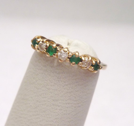14 karat Emerald and 6 ptw Diamond Band Baby or P… - image 1