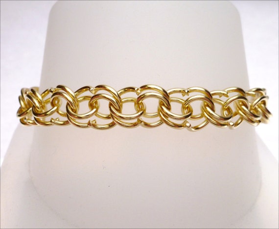 14K Yellow Gold Double Link Charm Bracelet