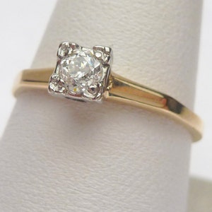 14kt 25 pt European Cut Diamond Solitaire 1930s