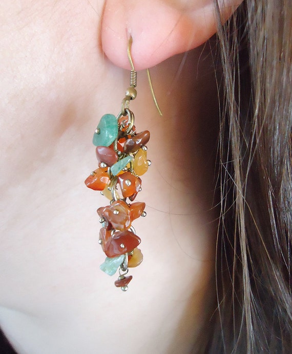 Multi-Stone Chandelier Dangle Earrings Handmade V… - image 4