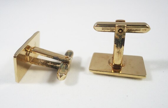 Gold Tone Rectangular Cufflinks - image 3
