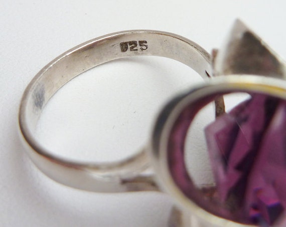 SS Synthetic Purple Buttercup Solitaire Ring Ster… - image 5