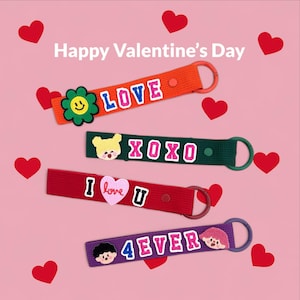 Etichette regalo per San Valentino, portachiavi con toppa ricamata personalizzata, portachiavi personalizzato, regalo personalizzato