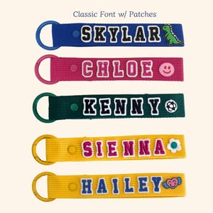 Personalized Name Tag, Bag Tag, Colorful Personalized Embroidery Name tag, Key chain, Teacher gift, Custom key ring, Personalized Gift
