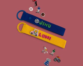 Sports small  Patch Personalized Embroidered Name Tag, Custom Iron-On Patch Keychain