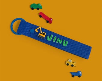 Heavy Equipment Patch Personalized Embroidered Name Tag, Custom Iron-On Patch Keychain