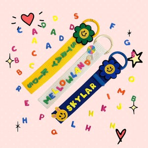 Personalized Name Tag, Bag Tag, Colorful Personalized Embroidery Name tag, Key chain, Teacher gift, Custom key ring, Personalized Gift