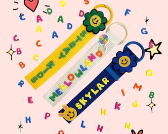 Personalized Embroidered Name Tag, Custom Keychain, Bag Tag