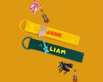 Arts&Instrument  Patch Personalized Embroidered Name Tag, Custom Iron-On Patch Keychain