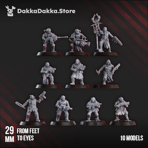 Liquidation Team of Cosmic Harvester by DakkaDakka 28mm Heroic Scale Miniature, 32mm tall, 10 Units, Proxy, Grimdark, Sci-Fi, OPR, Chaos