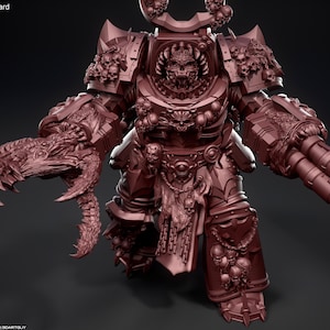 Armored Demon by 3DArtGuy 32mm scale, 50mm or 100mm, Miniature War Gaming Figure, Grim Dark, Proxy, Carcharodons, Space Sharks, Chaos