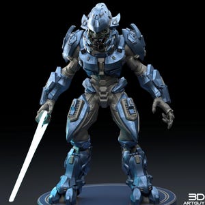 Covenant Elite by 3DArtGuy, 32mm scale, 50mm, Miniature War Gaming Figure, Halo, Covenant, Alien, 3D Printed, 4 Poses