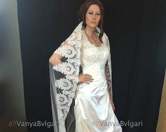 Cathedral Lace Wedding Veil, Light Ivory, Royal Bridal Veil