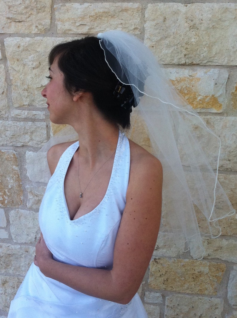 Bridal Veil with Curly Edge Elbow Length, single tier in white, ivory or champagne image 4