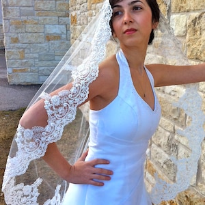 Velo de novia para bodas, velo de novia para ceremonias españolas y católicas, velo de mantilla española, blanco, marfil y champán