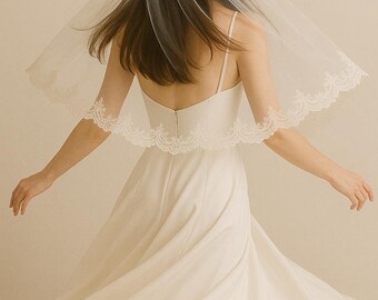 veil for backless dress Ethereal 3D Flower Lace Detachable Shoulder Veil Wedding Dress Nude Beige