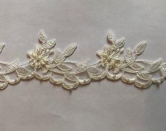 Wedding lace,  bridal trim, beaded wedding trim for veils bridal dresses and craft projects