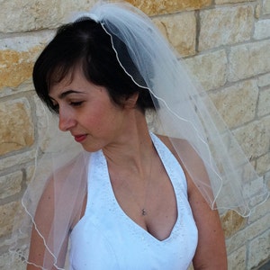 Bridal Veil with Curly Edge Elbow Length, single tier in white, ivory or champagne image 1