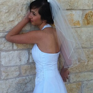Bridal Veil with Curly Edge Elbow Length, single tier in white, ivory or champagne image 2