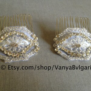Small Bridal Hair Combs - two, Wedding combs with crystals, Crystal hair-comb, Silver hair combs, Special occasion hair pieces