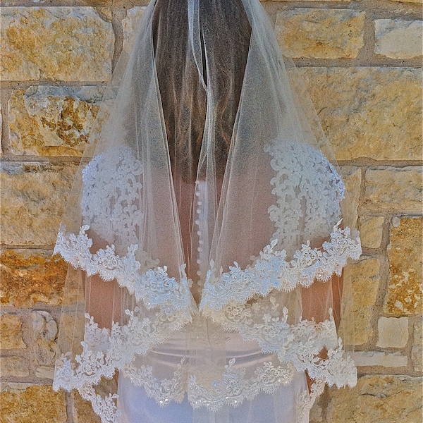 Beaded Lace Veil Etsy