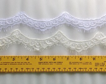 Alencon lace, Re-embroidered  french alencon Lace 1" width, lace trim for bridal veils, wedding dresses and craft projects