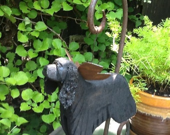 carved cocker spanial black for home or garden or memorial