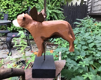 Pit bull carved ,for home or garden or memorial