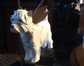 West highland terrier  with wings and hook for home or garden or memorial