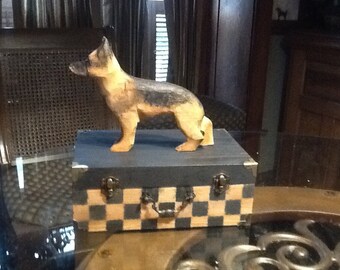 Carved  German. Shepherd  box , for home or memorial