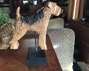 Airedale with wings for garden,home or memorial