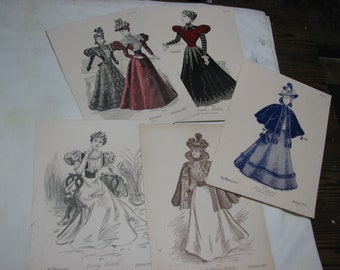 4#-1800s et Early 1900s Ladies European Chromo + B&W Fashion Plates *** Fichier de téléchargement numérique imprimable ***