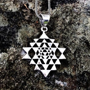 Petite Silver Sri Yantra Necklace / Sacred Geometry Shri Yantra Pendant / Tantric Meditation Mandala / Silver Yoga Necklace - N216